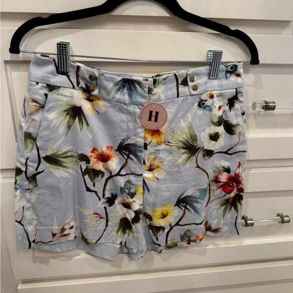 Zara Pants - Zara Light Blue Floral Bermudas